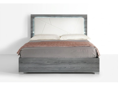 Lit de luxe Chambre à coucher Lits en bois moderne double lit de couchage gris 160x200 neuf
