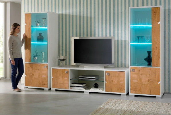 Meuble TV design Buffet télévision Brillant bas de tiroirs Nouvelle planche de mur de luxe Armoire
