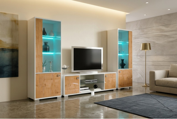Meuble TV design Buffet télévision Brillant bas de tiroirs Nouvelle planche de mur de luxe Armoire
