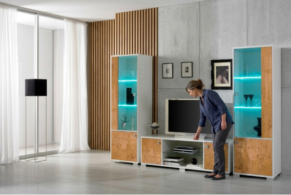 Ensemble mural 3 pièces. Meuble TV + 2x Vitrine Design Meubles italiens Mobilier de luxe pour salon