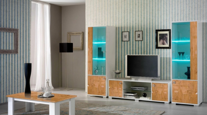 Ensemble mural 3 pièces. Meuble TV + 2x Vitrine Design Meubles italiens Mobilier de luxe pour salon