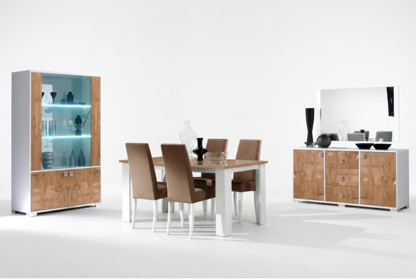 Salle à manger Ensemble Set Buffet TV Table 4 chaises Vitrine 7 pièces Mobilier de luxe complet neuf