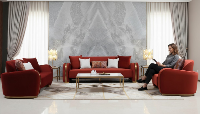 Ensemble de canapés 3 places Ensemble de canapés Design Canapés Luxueux Groupe rembourré Neuf