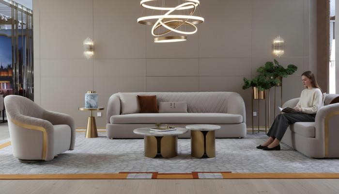 Trois places Canapé en textile rembourré Design Canapé 3 places Mobilier Grand canapé nouveau