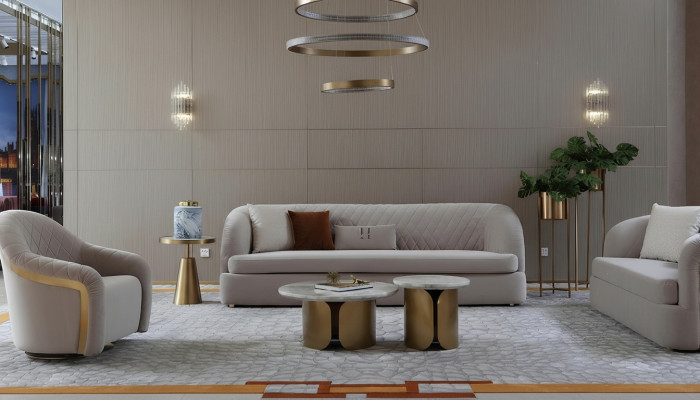 Trois places Canapé en textile rembourré Design Canapé 3 places Mobilier Grand canapé nouveau