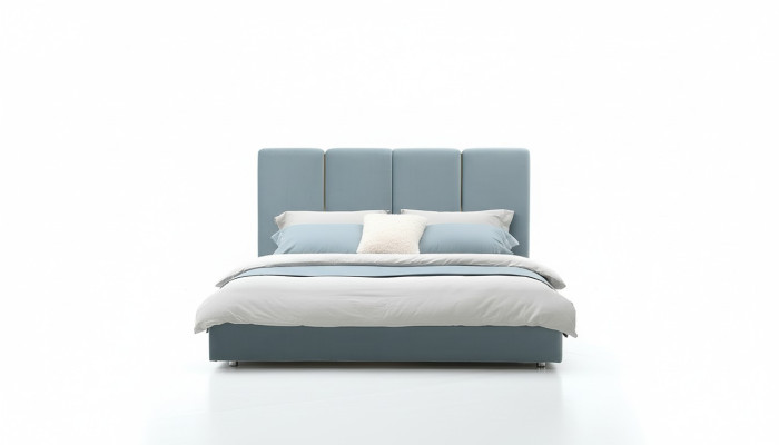 Lit de designer bleu 180x200 Chambres Lits Tissu Hôtel Luxe Siège Rembourrage
