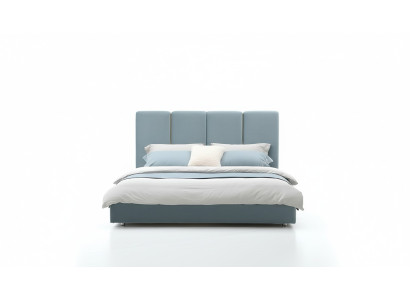 Lit de designer bleu 180x200 Chambres Lits Tissu Hôtel Luxe Siège Rembourrage