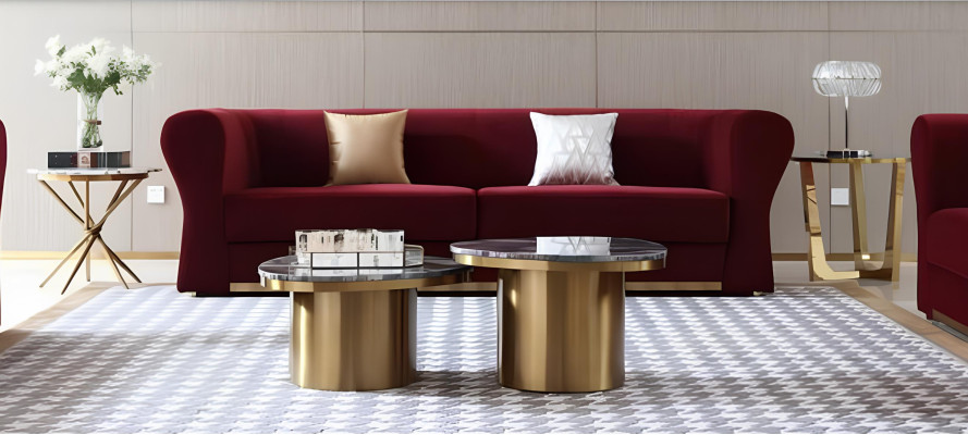 Table basse ronde de luxe pour salon style design 2 pièces