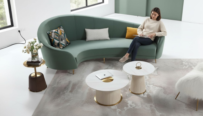 Canapé rond + Table basse Canapé moderne Salon Table basse Mobilier Ensemble complet