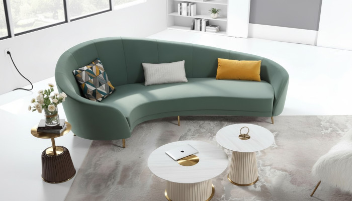 Canapé rond + Table basse Canapé moderne Salon Table basse Mobilier Ensemble complet