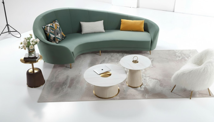 Canapé rond + Table basse Canapé moderne Salon Table basse Mobilier Ensemble complet