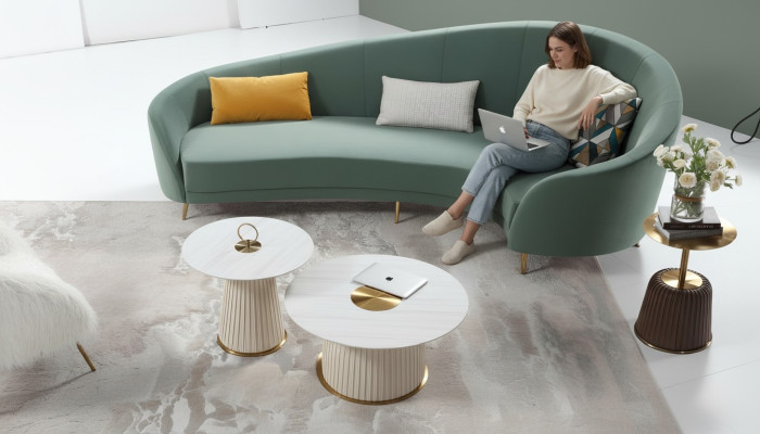 Sofa rond Canapé moderne Paysage vivant Mobilier de salon Canapé design Canapé d'angle rond