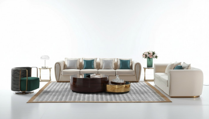 Ensemble de canapés 3+2+1 place Canapés de design Canapés rembourrés modernes en tissu Relax