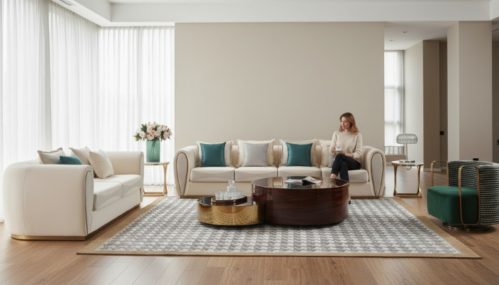Meubles de chambre Canapé Trois places Tissu d'ameublement nouveau Canapé de design moderne Sièges de luxe Canapés