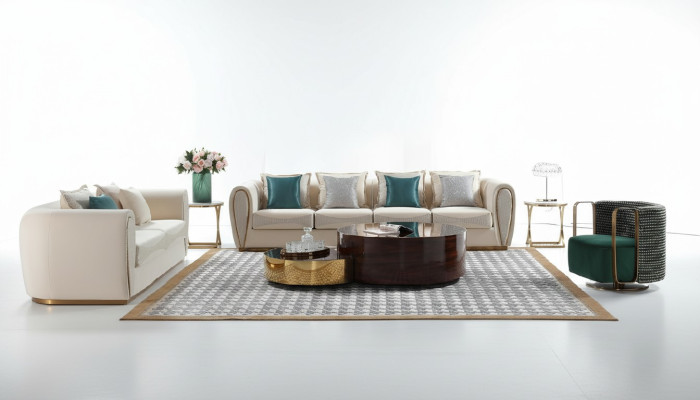 Meubles de chambre Canapé Trois places Tissu d'ameublement nouveau Canapé de design moderne Sièges de luxe Canapés
