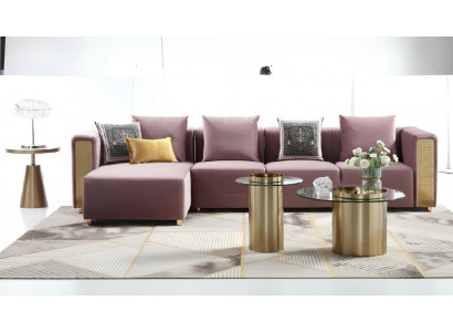 Sofa d'angle en L Table basse Rembourrage Coin Salon Meubles de luxe Canapé Canapé 3 pièces