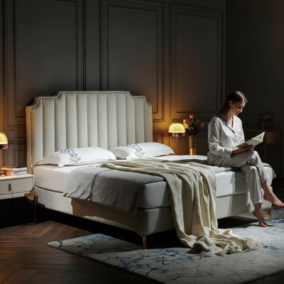Lit en cuir 2x Table de chevet 3 pcs. Ensemble de chambre à coucher Mobilier Moderne Luxueux Nouveaux Lits