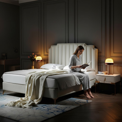 Lit 180x200cm Mobilier de chambre en cuir Lits de luxe modernes Mobilier d'hôtel neuf