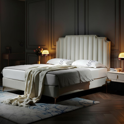 Lit 180x200cm Mobilier de chambre en cuir Lits de luxe modernes Mobilier d'hôtel neuf