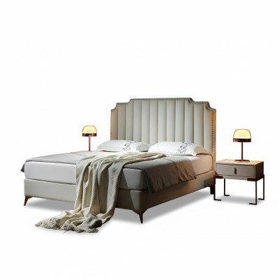 Lit 180x200cm Mobilier de chambre en cuir Lits de luxe modernes Mobilier d'hôtel neuf