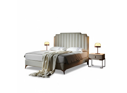 Lit 180x200cm Mobilier de chambre en cuir Lits de luxe modernes Mobilier d'hôtel neuf