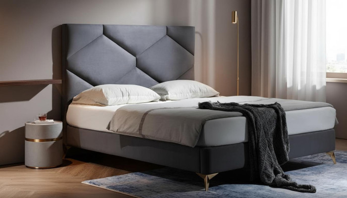 Ensemble de chambre à coucher Lit + 2 tables de chevet 3 pièces. Table de chevet Mobilier luxe hôtel velours