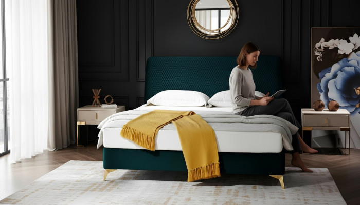 Lit 180x200cm Mobilier de chambre en textile Lits de luxe moderne en velours de design lit