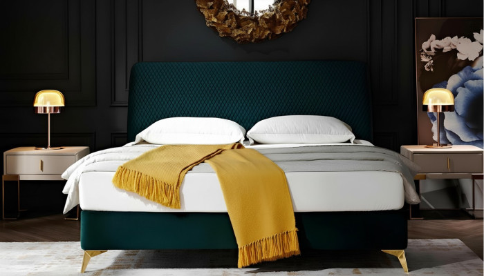Lit 180x200cm Mobilier de chambre en textile Lits de luxe moderne en velours de design lit