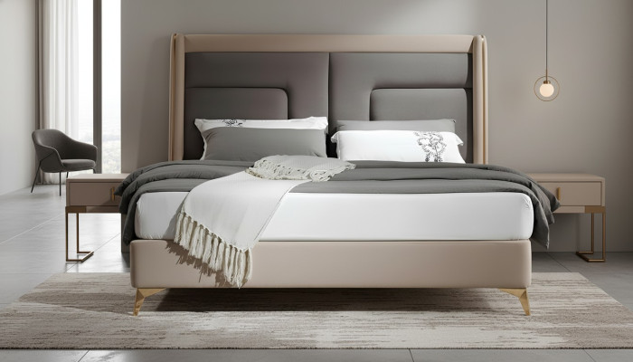 Conception de lit de chambre de luxe Lit Rembourrage Mobilier de lit Sommeil Hôtel Double 180x200