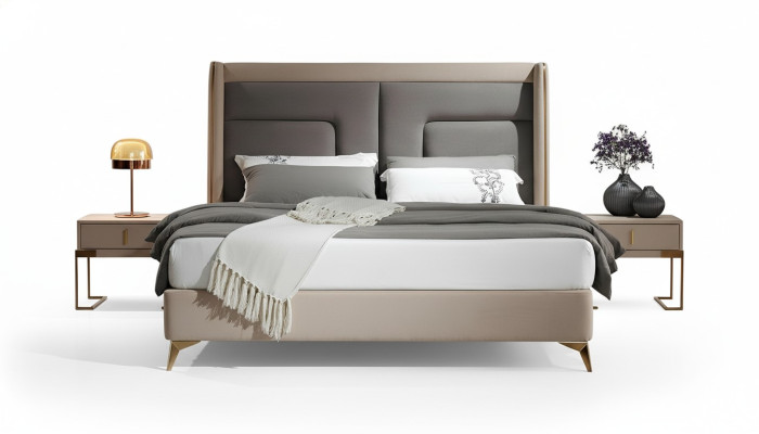 Conception de lit de chambre de luxe Lit Rembourrage Mobilier de lit Sommeil Hôtel Double 180x200