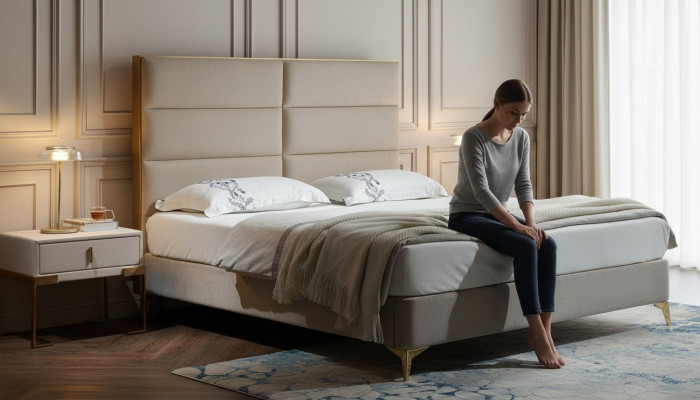 Lit 2x Table de chevet 3 pièces. Ensemble de chambre à coucher Design Mobilier de luxe pour hôtel
