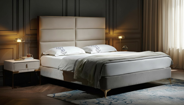 Lit 2x Table de chevet 3 pièces. Ensemble de chambre à coucher Design Mobilier de luxe pour hôtel
