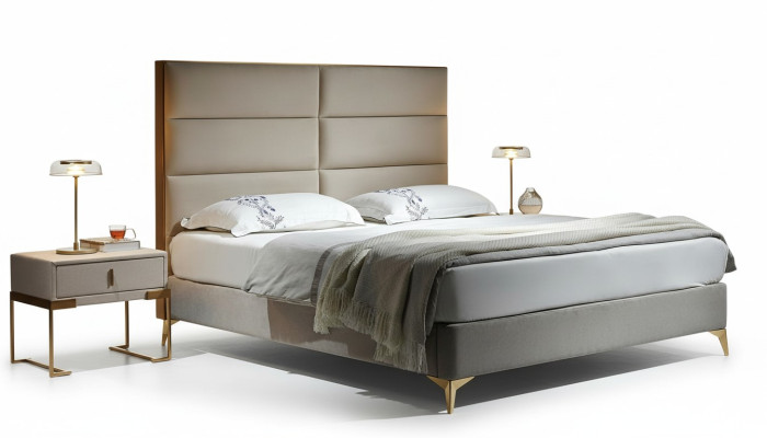 Lit 2x Table de chevet 3 pièces. Ensemble de chambre à coucher Design Mobilier de luxe pour hôtel