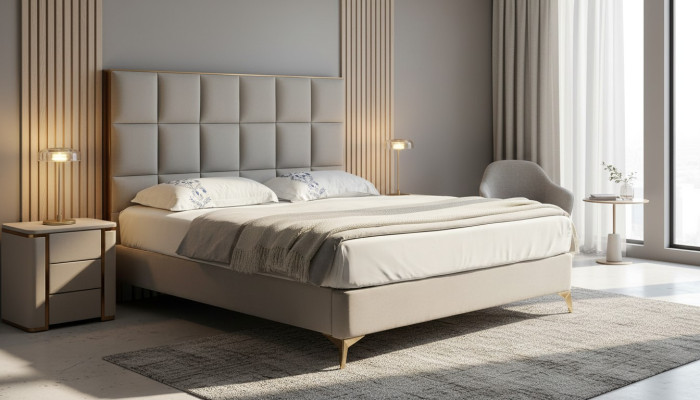 Lit 2x Table de chevet 3 pièces Ensemble de chambre à coucher Groupe de luxe Designer Neuf Suite