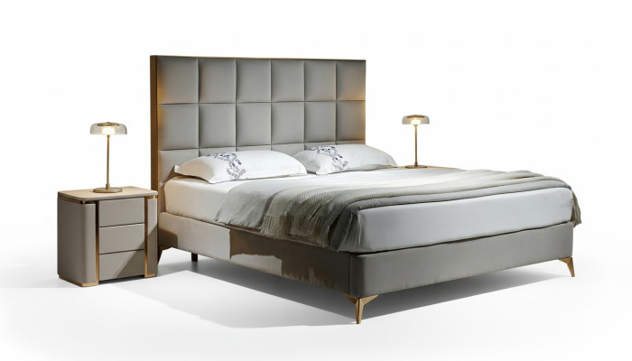 Lit 2x Table de chevet 3 pièces Ensemble de chambre à coucher Groupe de luxe Designer Neuf Suite