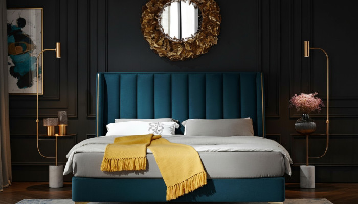 Ensemble de chambre à coucher Design Moderne Lit de Luxe 2x Table de Chevet 3 pièces. nouveau
