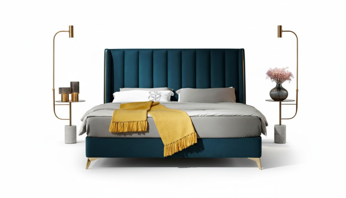 Ensemble de chambre à coucher Design Moderne Lit de Luxe 2x Table de Chevet 3 pièces. nouveau