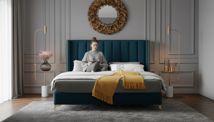 Lit de conception de luxe Lits doubles Mobilier de chambre Lit rembourré Lit de design Lits