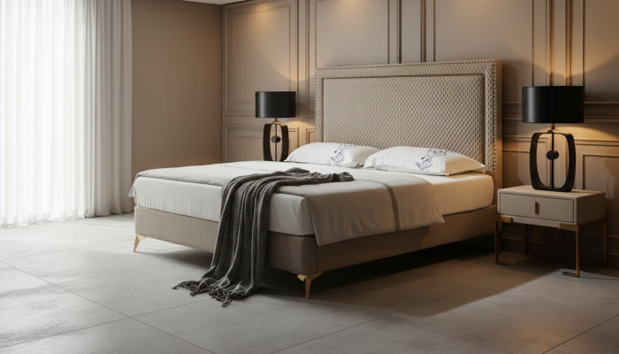 Lit 3 pièces. Ensemble de chambre à coucher Design Mobilier de luxe pour hôtel 2x Table de chevet