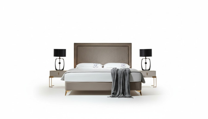 Lit 3 pièces. Ensemble de chambre à coucher Design Mobilier de luxe pour hôtel 2x Table de chevet