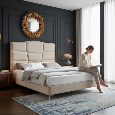 Literie pour lit 2x Table de chevet 3 pièces Ensemble de chambre à coucher Mobilier de luxe moderne lits