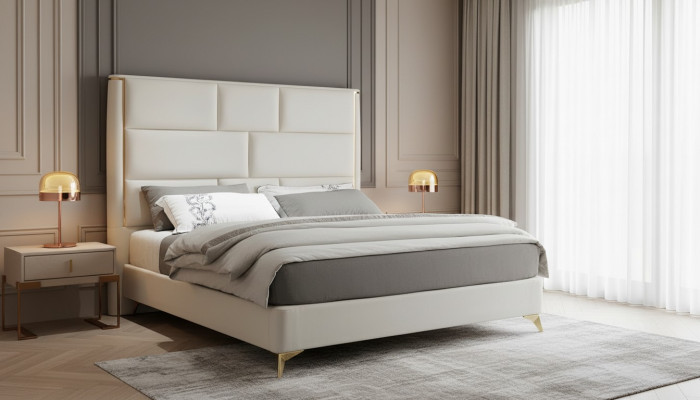 Lit 3 pièces. Ensemble de chambre à coucher Design Moderne Lit de lux Table de chevet Lits