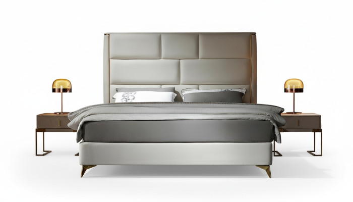 Lit 3 pièces. Ensemble de chambre à coucher Design Moderne Lit de lux Table de chevet Lits