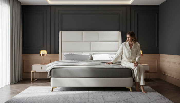 Chambre de luxe Lit Revêtement Design Double Lits d'hôtel Mobilier d'hôtel Velours neuf