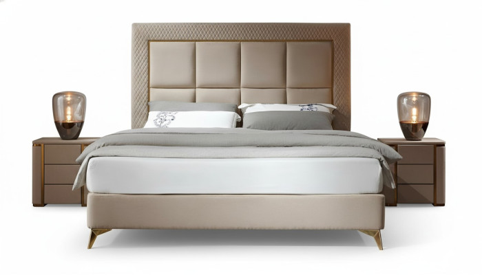 Lit 2x Table de chevet 3 pièces. Ensemble de chambre Design Luxe Chambre complète neuve