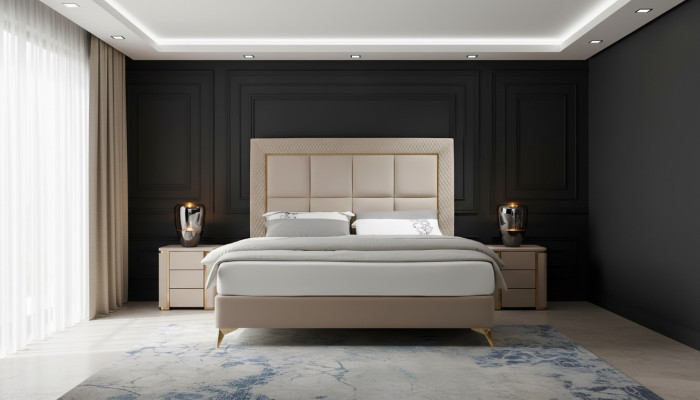 Conception de lits doubles de luxe pour hôtel Mobilier d'hôtel de luxe Lits de chambre de luxe rembourrés nouveauté