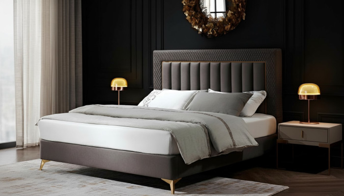 Chambre Lit complet 2x Table de chevet 3 pièces. Ensemble complet de luxe Design Sets