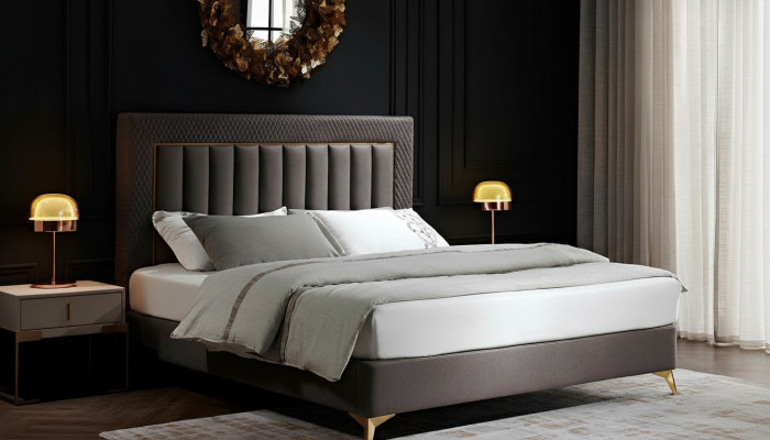 Lits doubles pour hôtel Mobilier de luxe Chambre à coucher Lit Rembourrage Design Velours Lits doubles