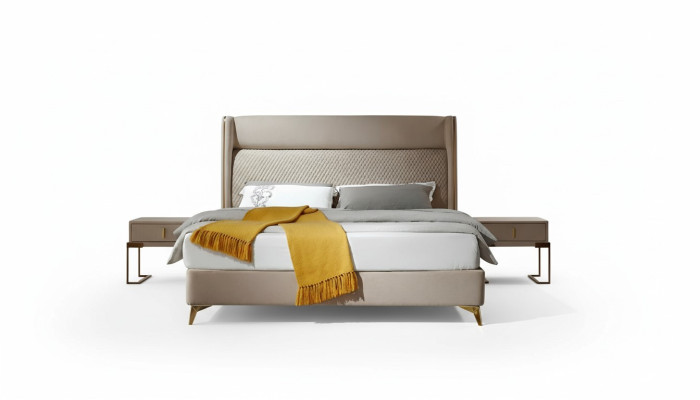 Lit 2x Table de chevet 3 pcs. Ensemble de chambre Designer Hôtel Suite Lits neufs