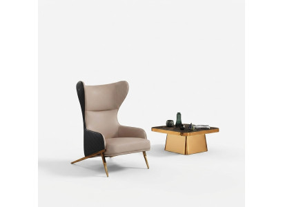 Fauteuil 74 x 90 cm Canapé revêtement en cuir Designer 1 place Siège rembourré